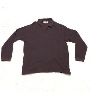 VTG LL BEAN Mens XL Henley Sweater Ribbed 1/4 Button Collar Maroon Cotton